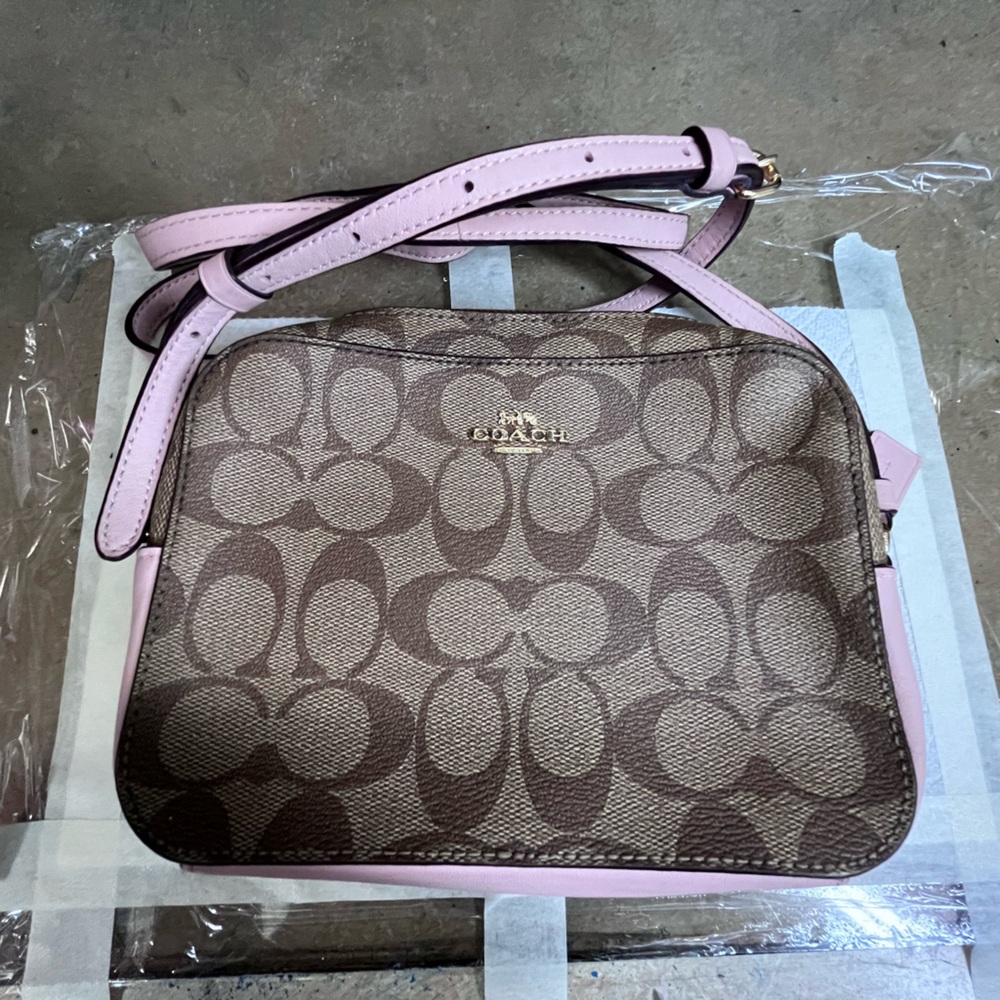 Coach Signature Brown and Pink Crossbody Bag